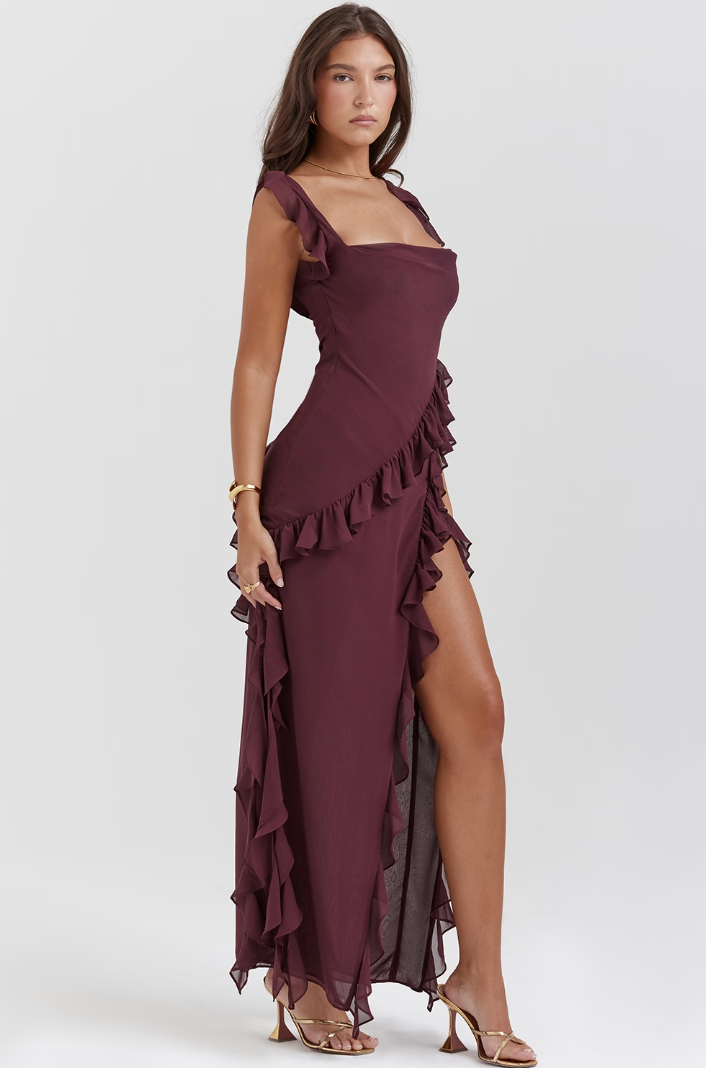 Midnight Dance Ruffle Maxi Dress