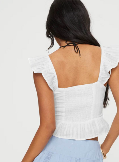 Tuscany White Frilly Top