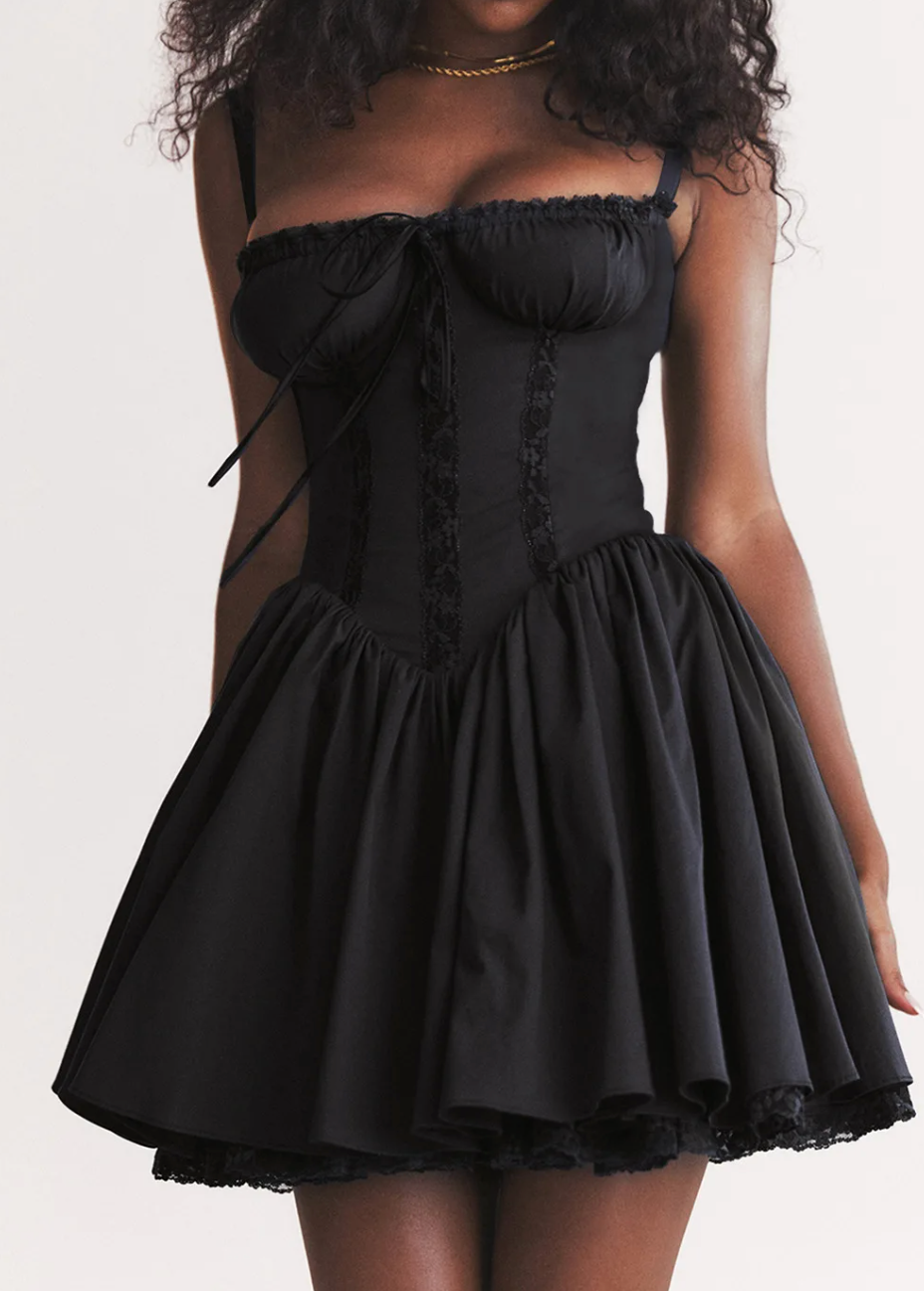 Lisbon Milkmaid Lace Mini Dress