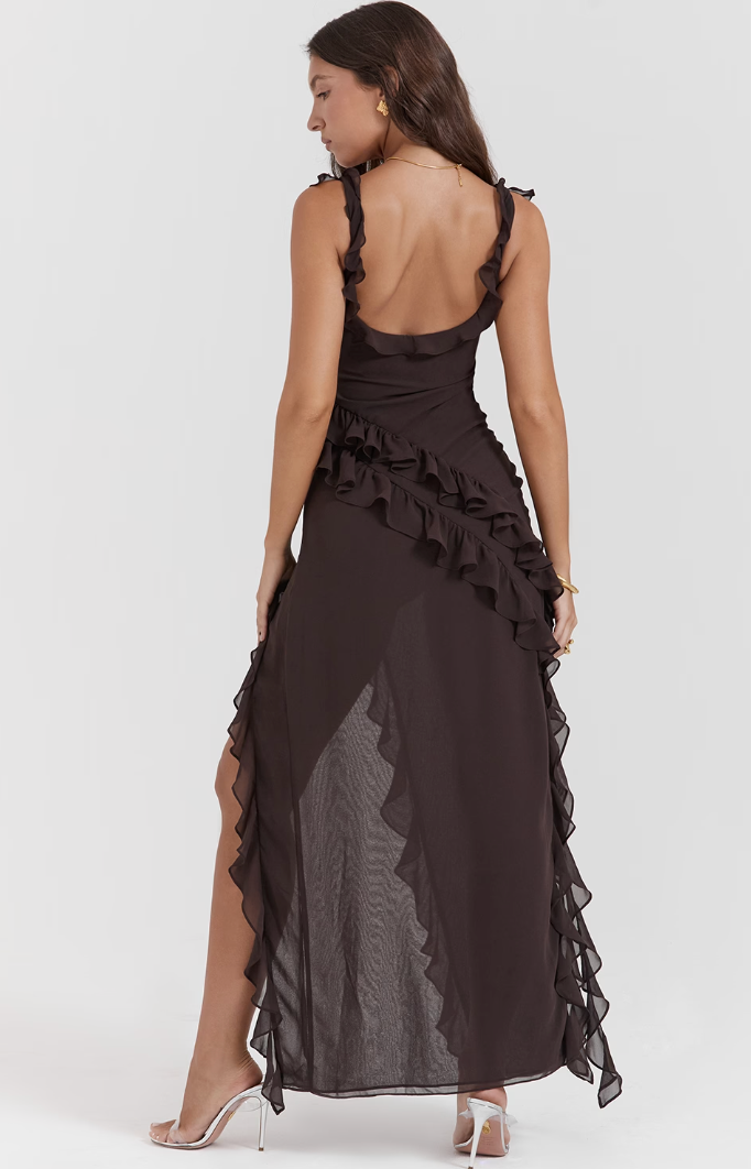 Midnight Dance Ruffle Maxi Dress